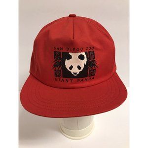 Vintage San Diego Zoo 80's Giant Panda Red Snapback Hat
